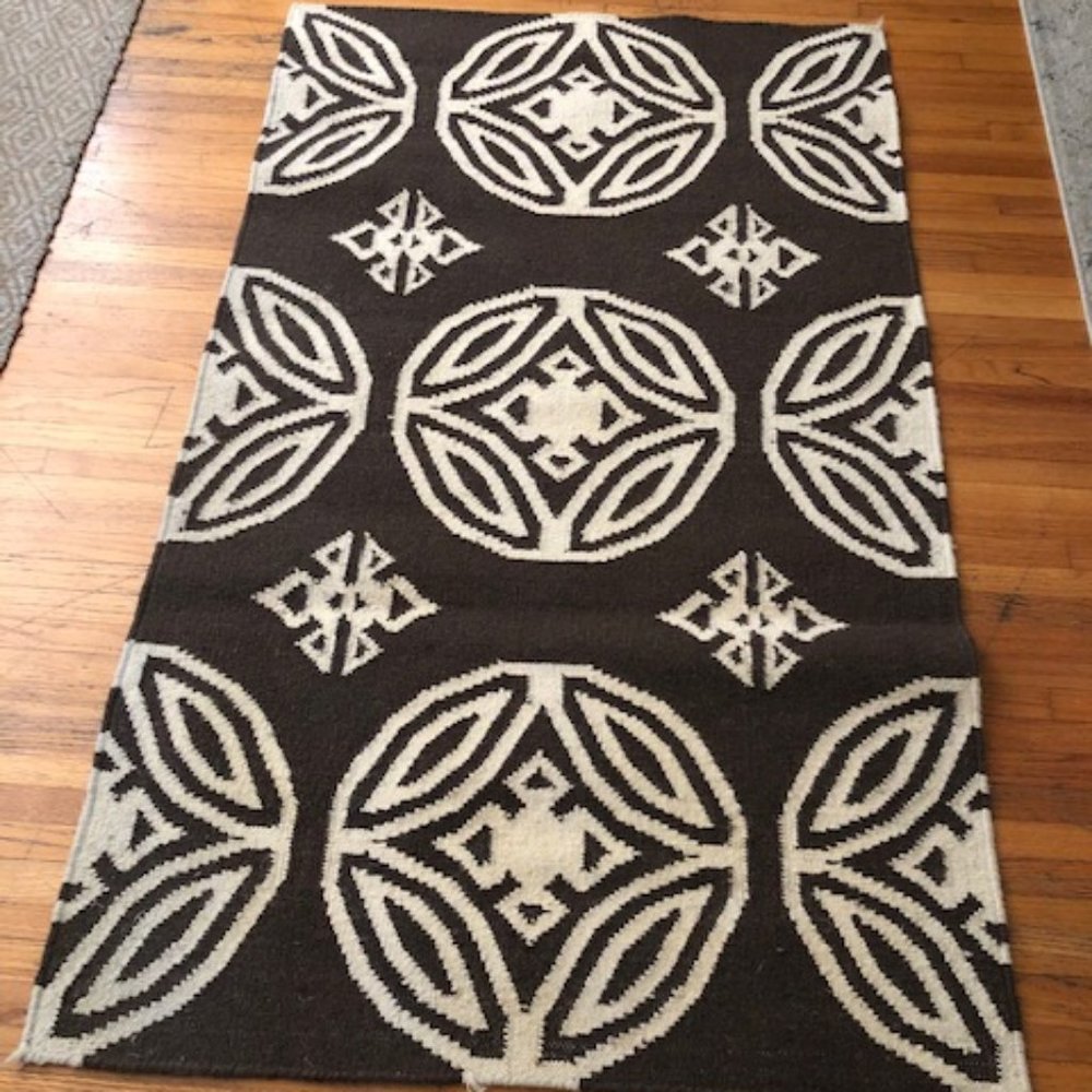 West Elm brown/white wool rug approx 3x5 feet